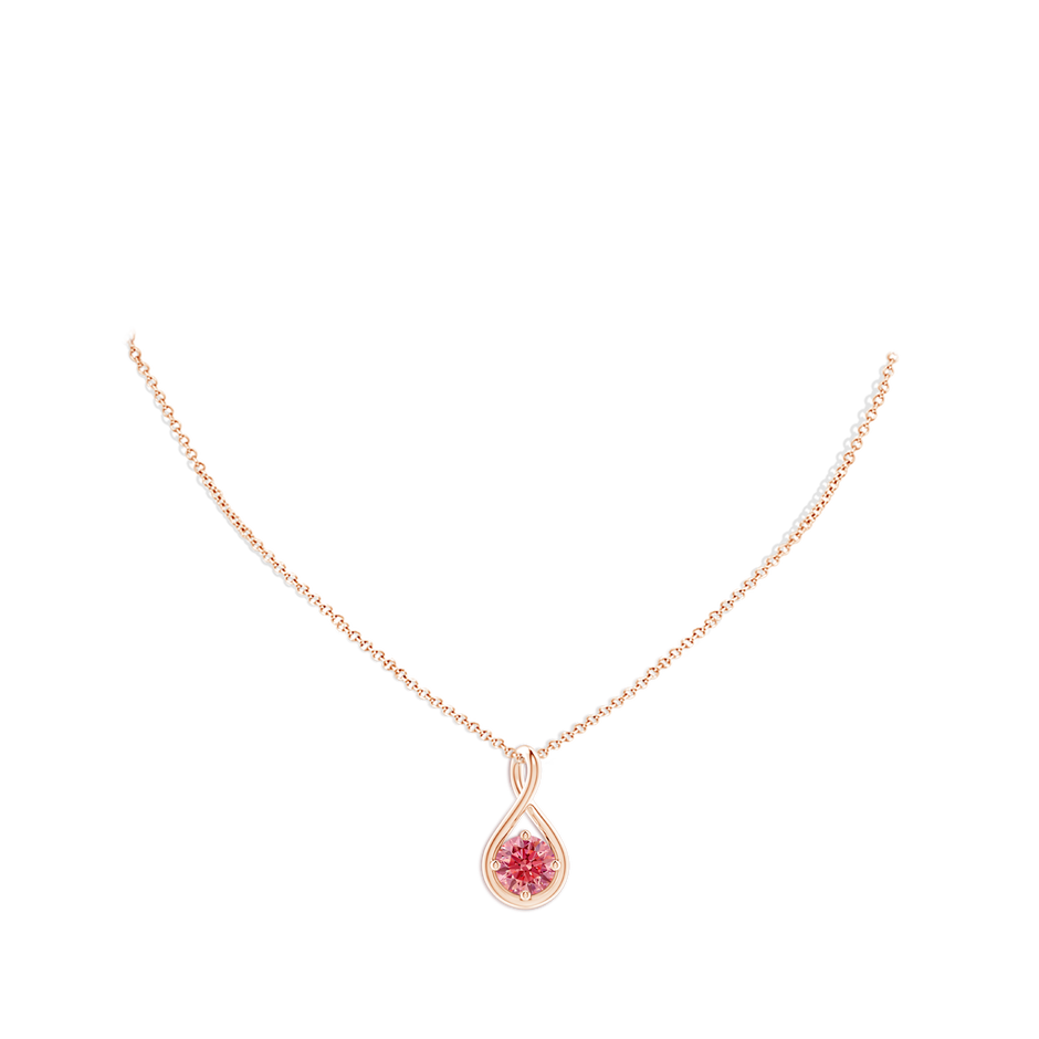 6.4mm Labgrown Solitaire Lab-Grown Fancy Intense Pink Diamond Twist Bale Pendant in Rose Gold pen