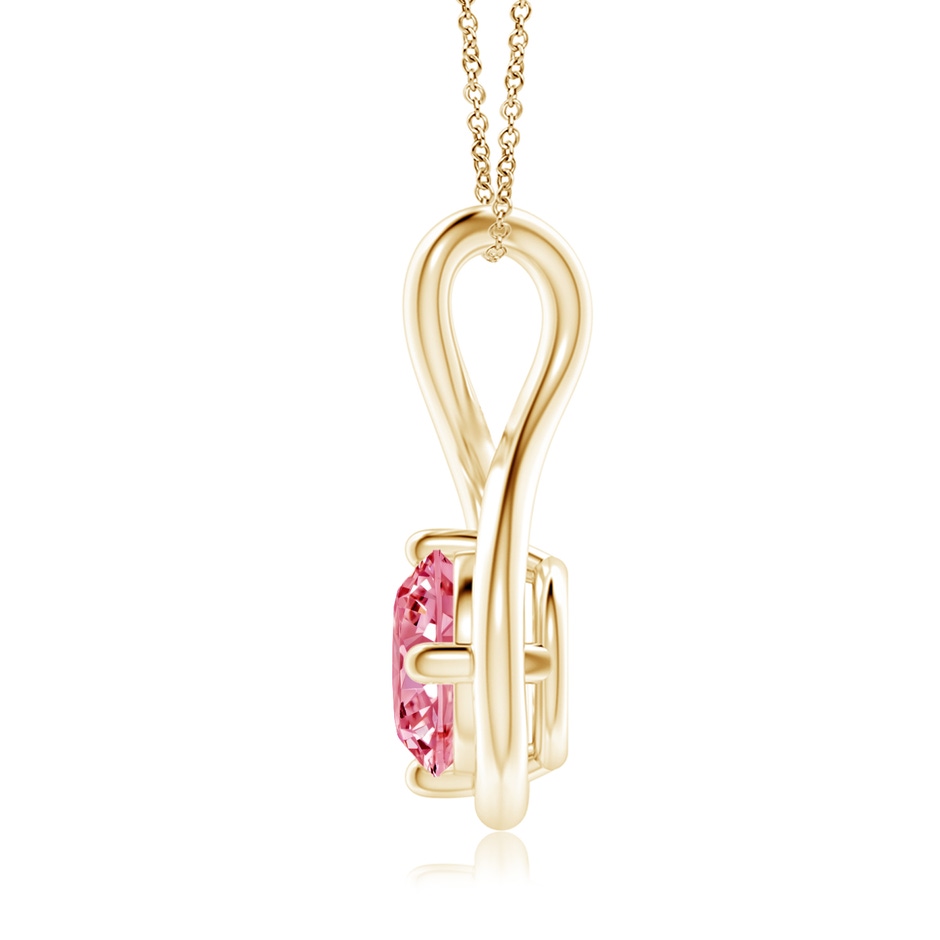 6.4mm Labgrown Solitaire Lab-Grown Fancy Intense Pink Diamond Twist Bale Pendant in Yellow Gold side 199