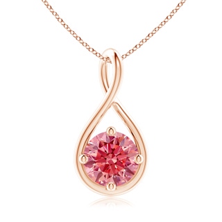 8mm Labgrown Solitaire Lab-Grown Fancy Intense Pink Diamond Twist Bale Pendant in Rose Gold