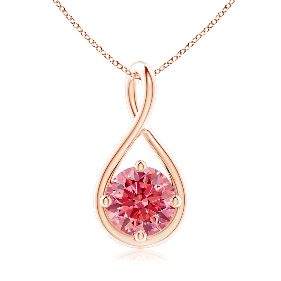 8mm Labgrown Solitaire Lab-Grown Fancy Intense Pink Diamond Twist Bale Pendant in Rose Gold 