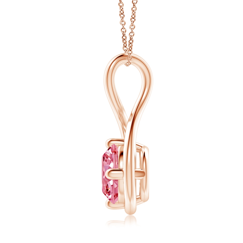 8mm Labgrown Solitaire Lab-Grown Fancy Intense Pink Diamond Twist Bale Pendant in Rose Gold side 199