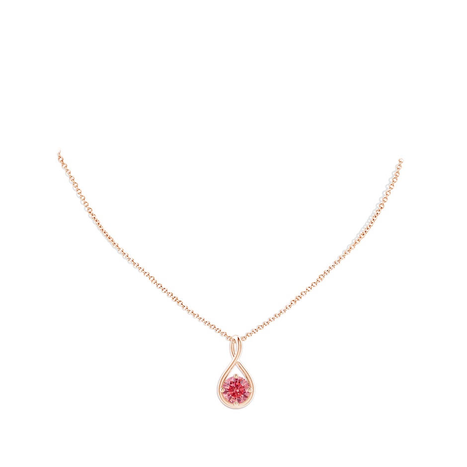 8mm Labgrown Solitaire Lab-Grown Fancy Intense Pink Diamond Twist Bale Pendant in Rose Gold pen
