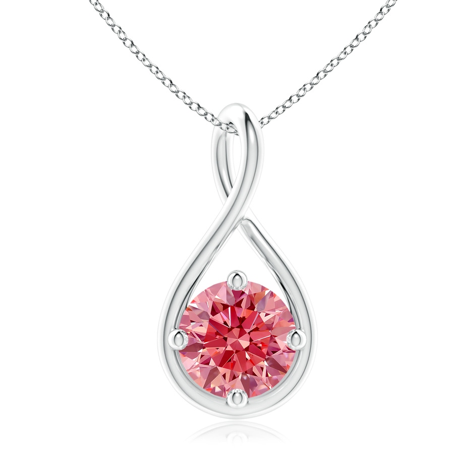 8mm Labgrown Solitaire Lab-Grown Fancy Intense Pink Diamond Twist Bale Pendant in White Gold 