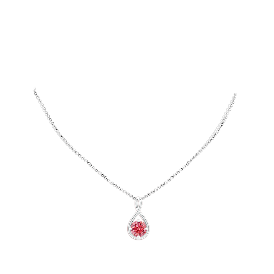 8mm Labgrown Solitaire Lab-Grown Fancy Intense Pink Diamond Twist Bale Pendant in White Gold pen