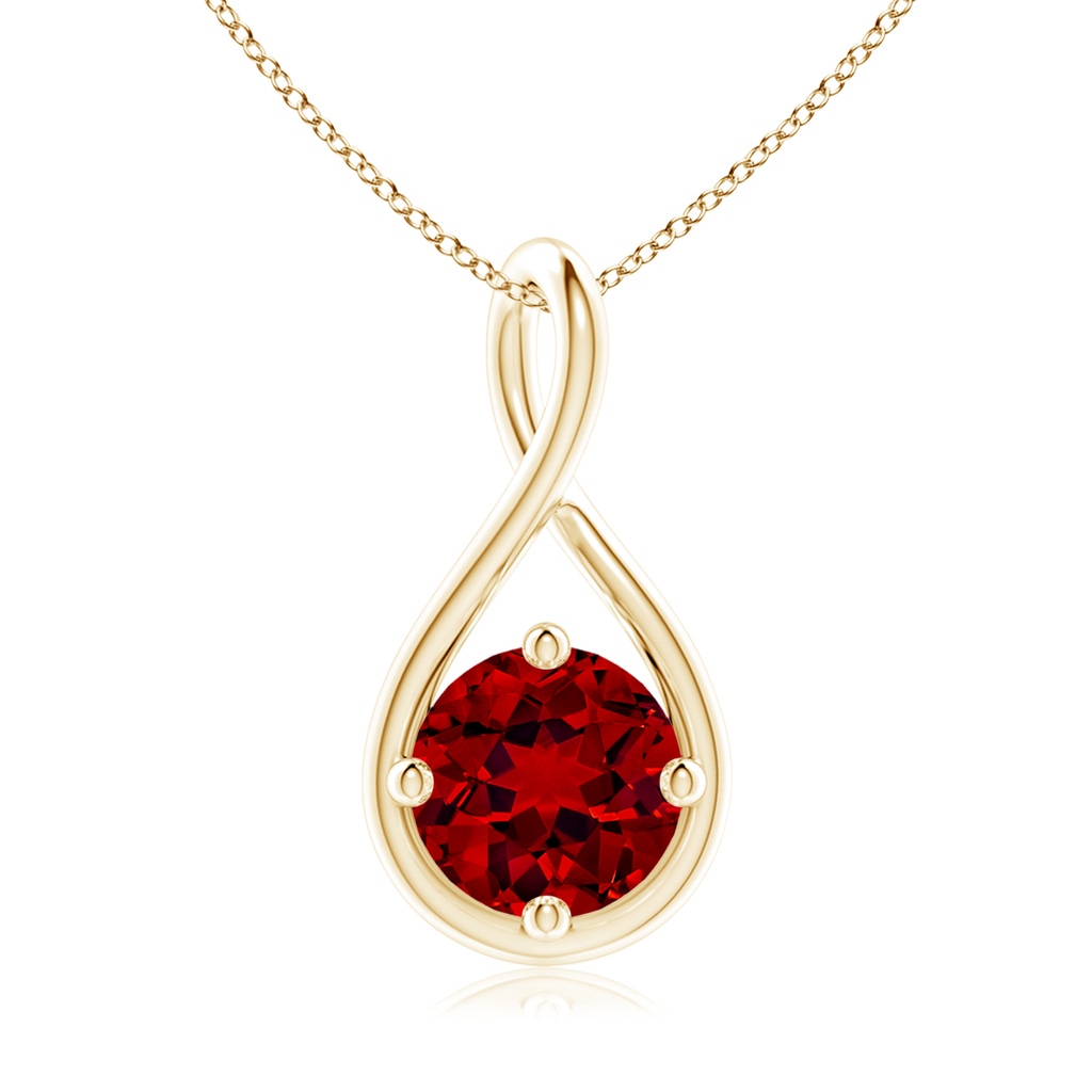 8mm Labgrown Lab-Grown Solitaire Ruby Twist Bale Pendant in Yellow Gold