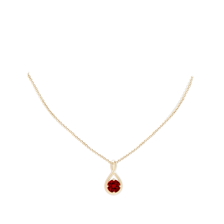 8mm Labgrown Lab-Grown Solitaire Ruby Twist Bale Pendant in Yellow Gold pen