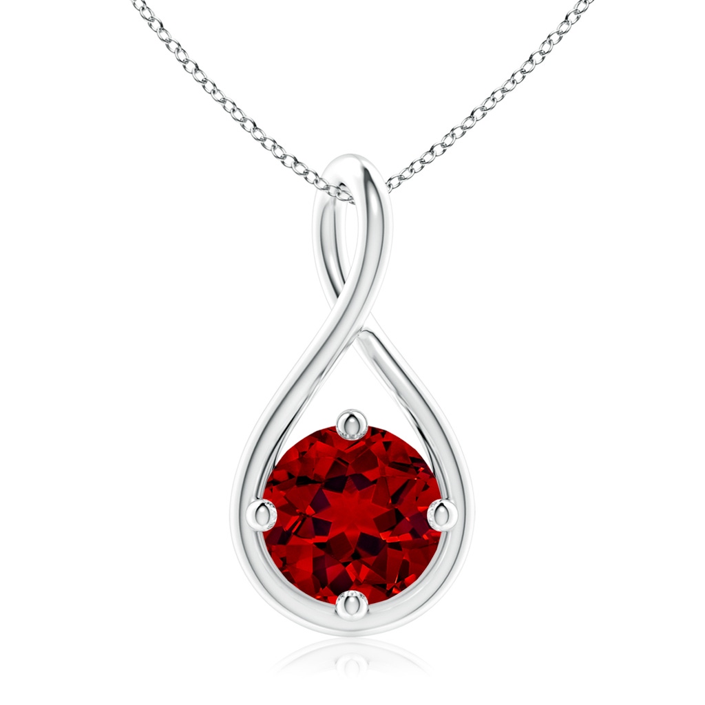 9mm Labgrown Lab-Grown Solitaire Ruby Twist Bale Pendant in White Gold