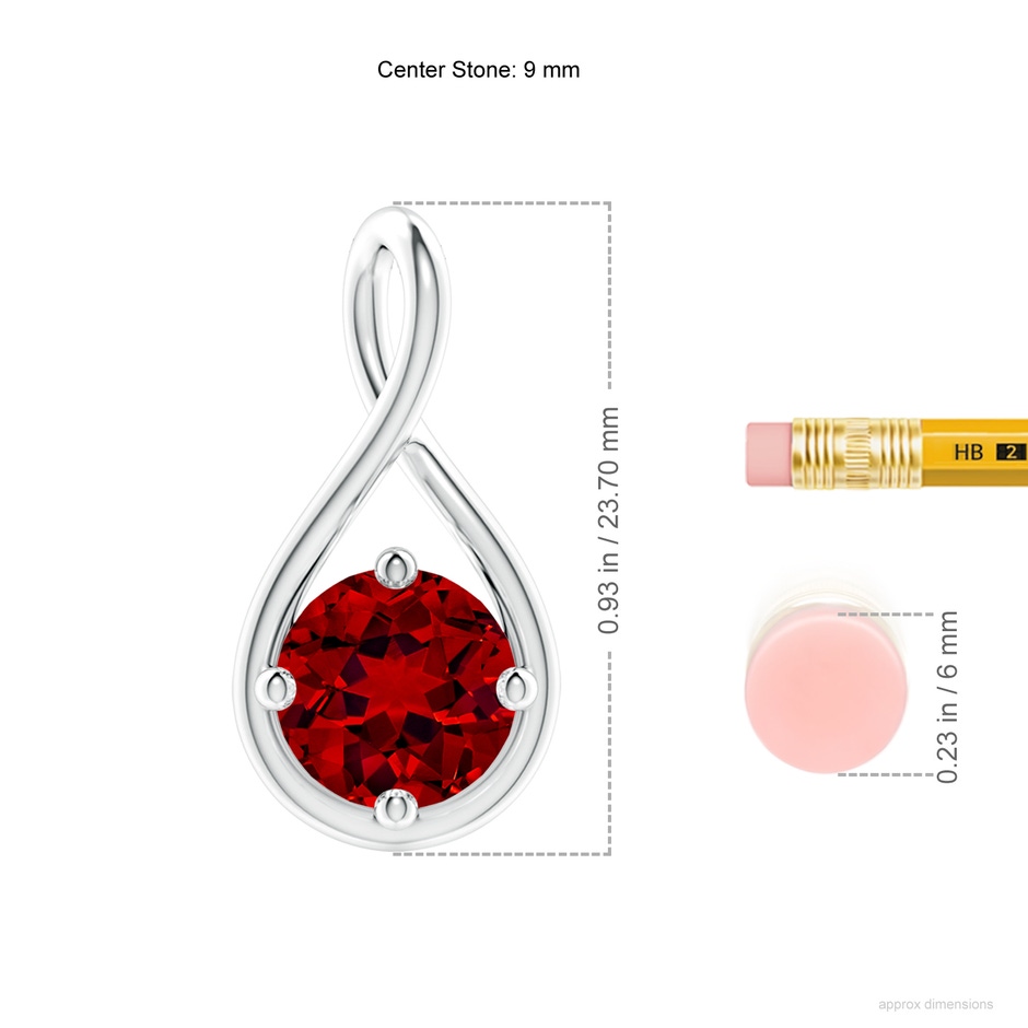 9mm Labgrown Lab-Grown Solitaire Ruby Twist Bale Pendant in White Gold ruler