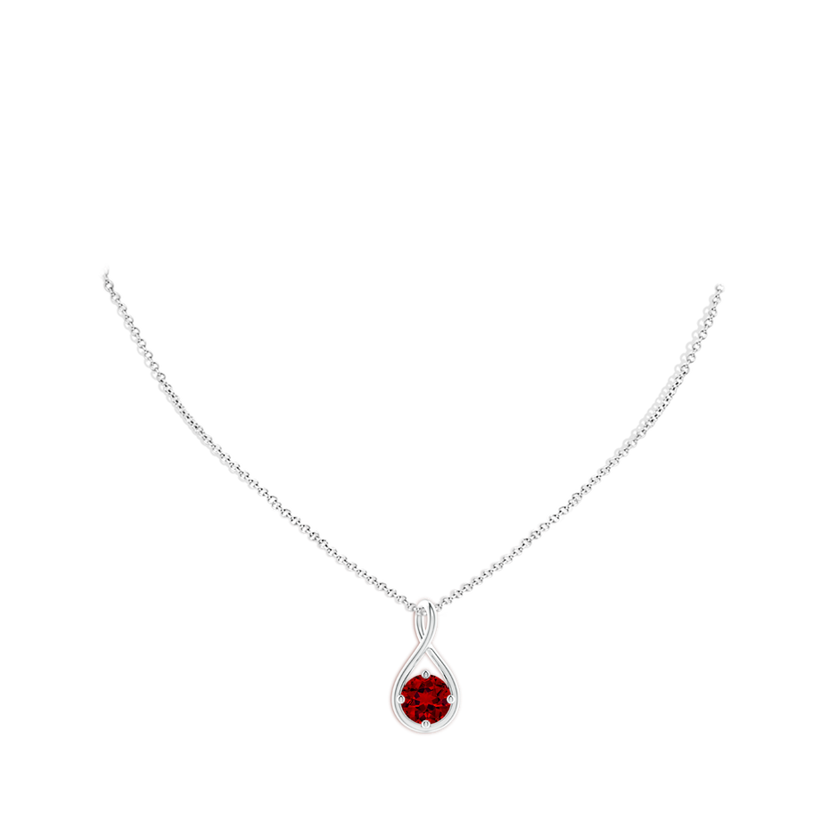 9mm Labgrown Lab-Grown Solitaire Ruby Twist Bale Pendant in White Gold pen