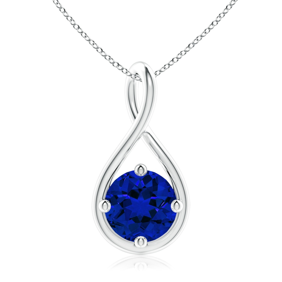 9mm Labgrown Lab-Grown Solitaire Blue Sapphire Twist Bale Pendant in White Gold 