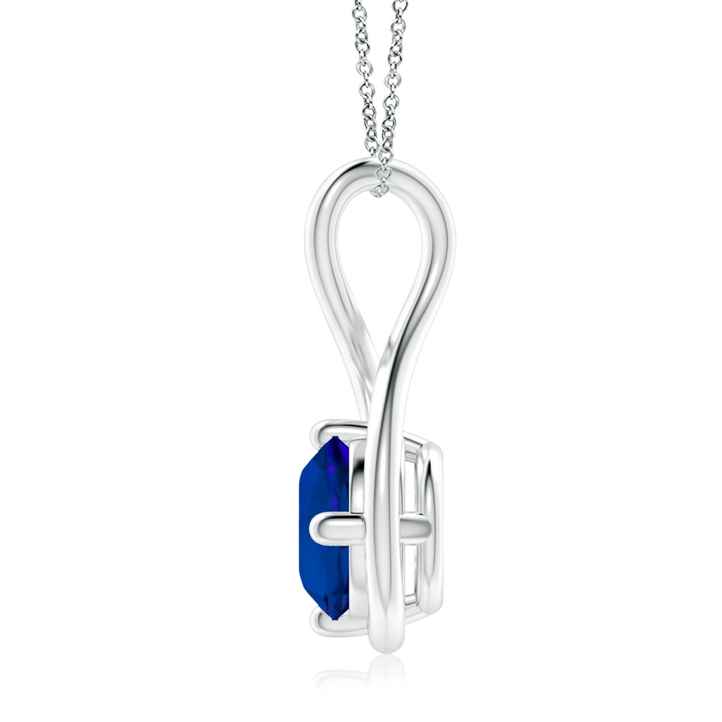 9mm Labgrown Lab-Grown Solitaire Blue Sapphire Twist Bale Pendant in White Gold Side 199