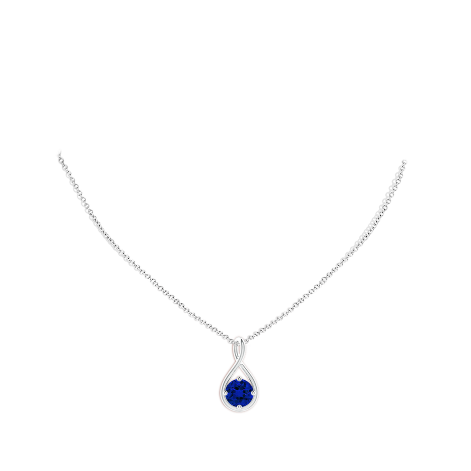 9mm Labgrown Lab-Grown Solitaire Blue Sapphire Twist Bale Pendant in White Gold pen