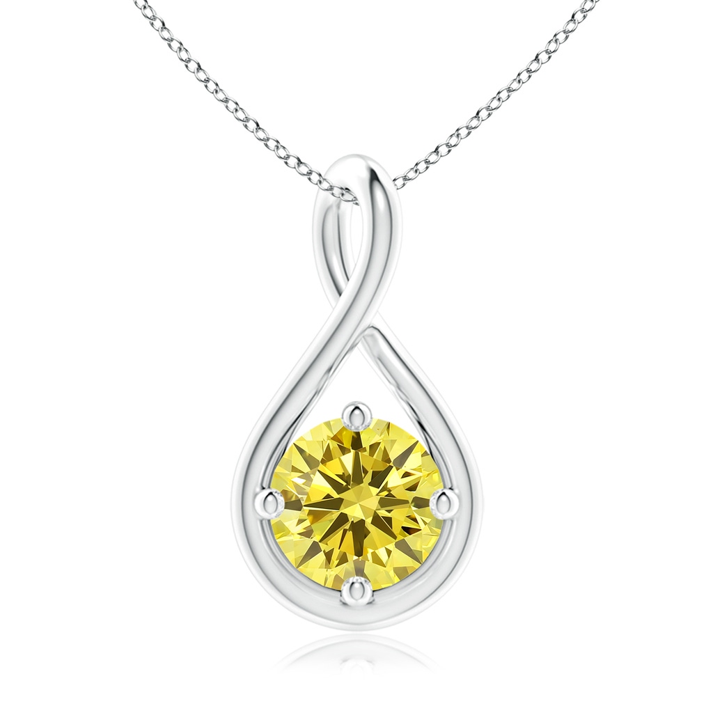 6.4mm Labgrown Solitaire Lab-Grown Fancy Intense Yellow Diamond Twist Bale Pendant in White Gold