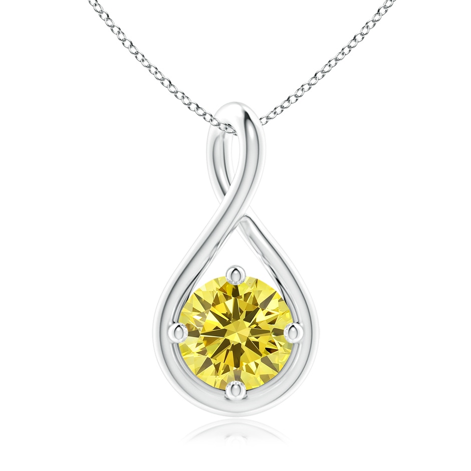 6.4mm Labgrown Solitaire Lab-Grown Fancy Intense Yellow Diamond Twist Bale Pendant in White Gold 