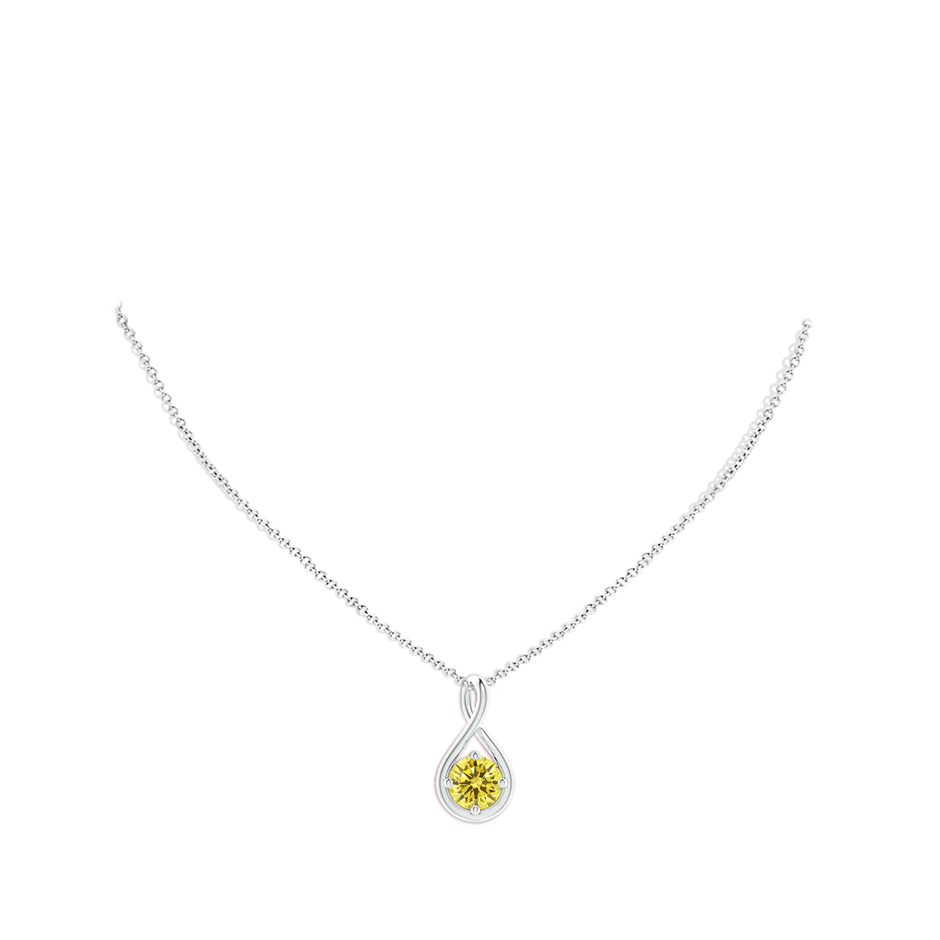 6.4mm Labgrown Solitaire Lab-Grown Fancy Intense Yellow Diamond Twist Bale Pendant in White Gold pen