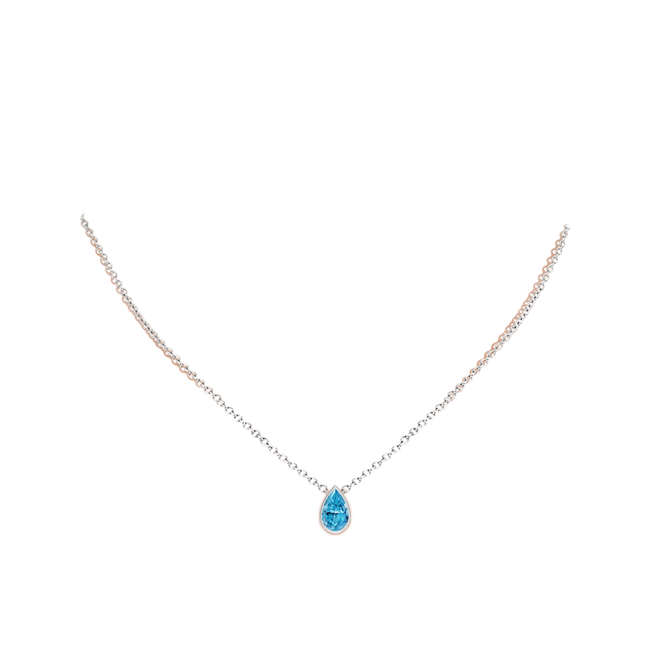 10x6.5mm Labgrown Bezel-Set Pear-Shaped Lab-Grown Fancy Intense Blue Diamond Solitaire Pendant in White Gold pen