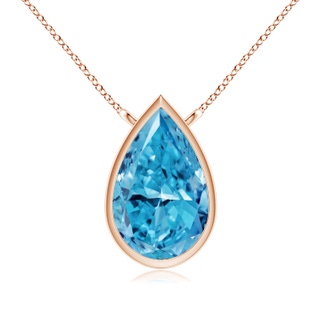 9x5.5mm Labgrown Bezel-Set Pear-Shaped Lab-Grown Fancy Intense Blue Diamond Solitaire Pendant in 18K Rose Gold