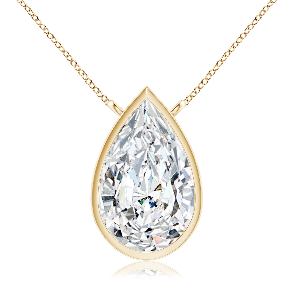 10x6.5mm FGVS Lab-Grown Bezel-Set Pear-Shaped Diamond Solitaire Pendant in Yellow Gold