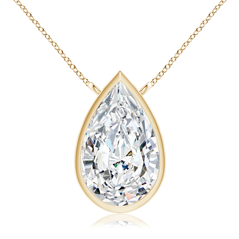 10x6.5mm FGVS Lab-Grown Bezel-Set Pear-Shaped Diamond Solitaire Pendant in Yellow Gold 