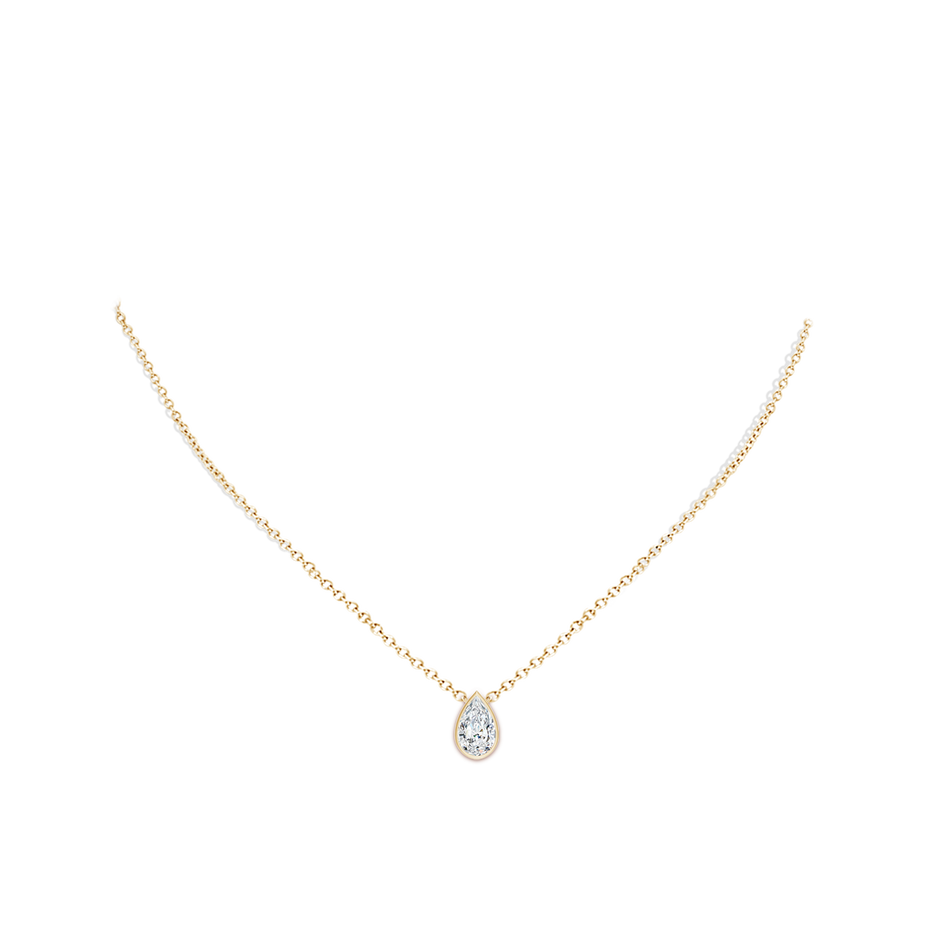 10x6.5mm FGVS Lab-Grown Bezel-Set Pear-Shaped Diamond Solitaire Pendant in Yellow Gold pen