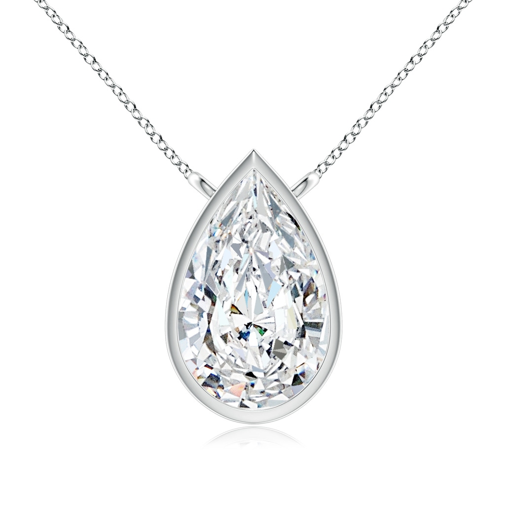 9x5.5mm FGVS Lab-Grown Bezel-Set Pear-Shaped Diamond Solitaire Pendant in White Gold