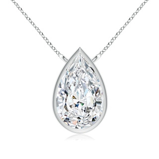 9x5.5mm FGVS Lab-Grown Bezel-Set Pear-Shaped Diamond Solitaire Pendant in White Gold