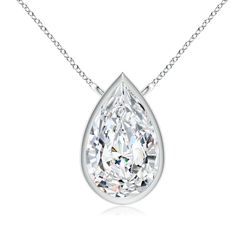 9x5.5mm FGVS Lab-Grown Bezel-Set Pear-Shaped Diamond Solitaire Pendant in White Gold 