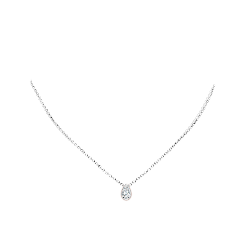 9x5.5mm FGVS Lab-Grown Bezel-Set Pear-Shaped Diamond Solitaire Pendant in White Gold pen