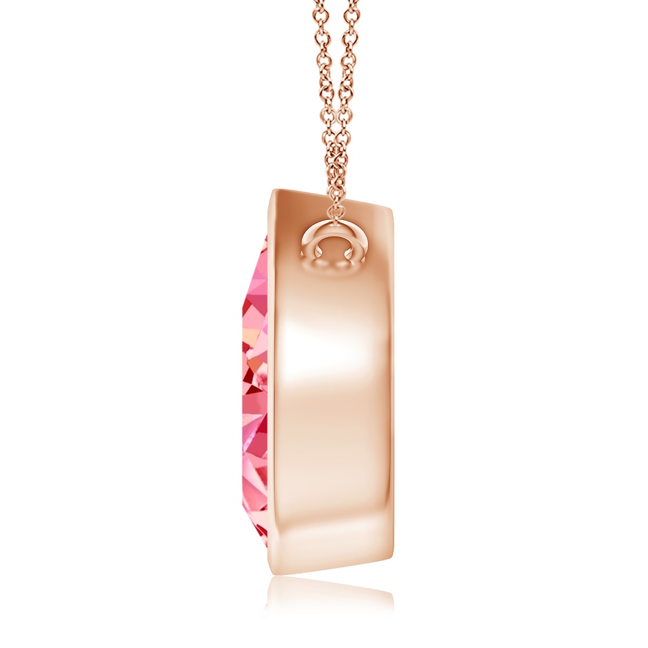 10x6.5mm Labgrown Bezel-Set Pear-Shaped Lab-Grown Fancy Intense Pink Diamond Solitaire Pendant in Rose Gold side 199