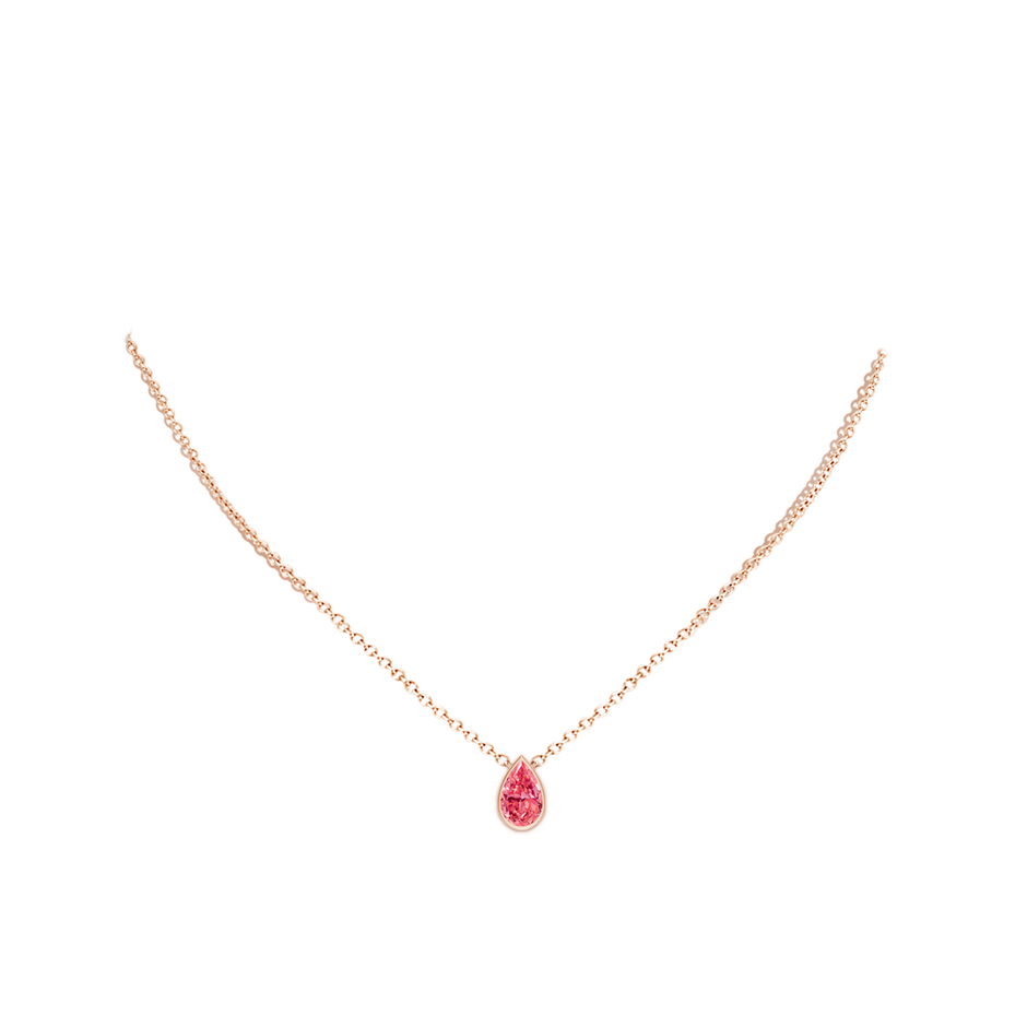 10x6.5mm Labgrown Bezel-Set Pear-Shaped Lab-Grown Fancy Intense Pink Diamond Solitaire Pendant in Rose Gold pen