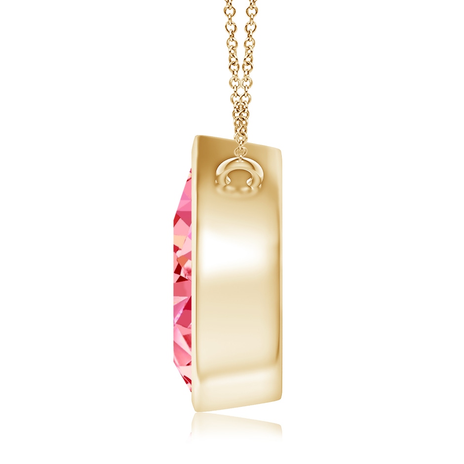 10x6.5mm Labgrown Bezel-Set Pear-Shaped Lab-Grown Fancy Intense Pink Diamond Solitaire Pendant in Yellow Gold side 199