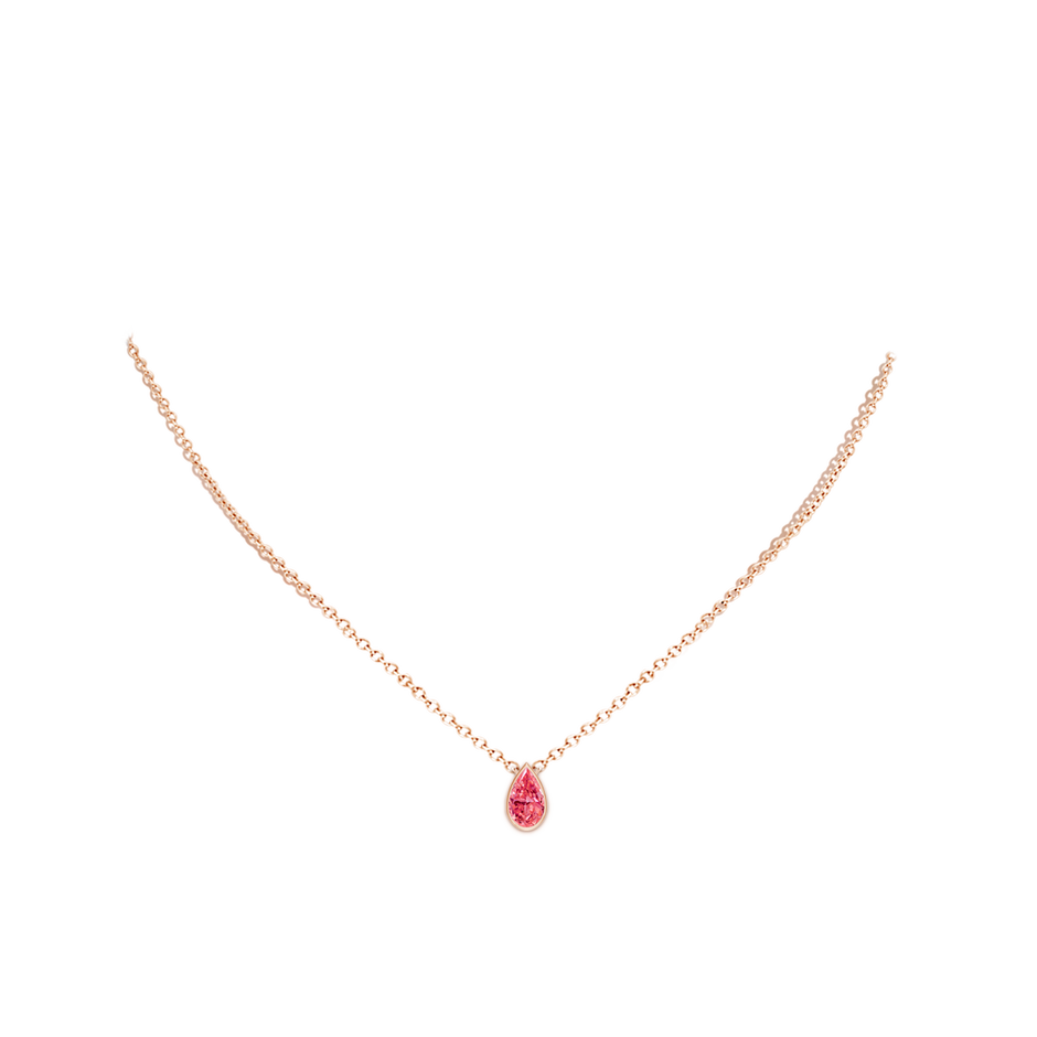 6x4mm Labgrown Bezel-Set Pear-Shaped Lab-Grown Fancy Intense Pink Diamond Solitaire Pendant in 18K Rose Gold pen