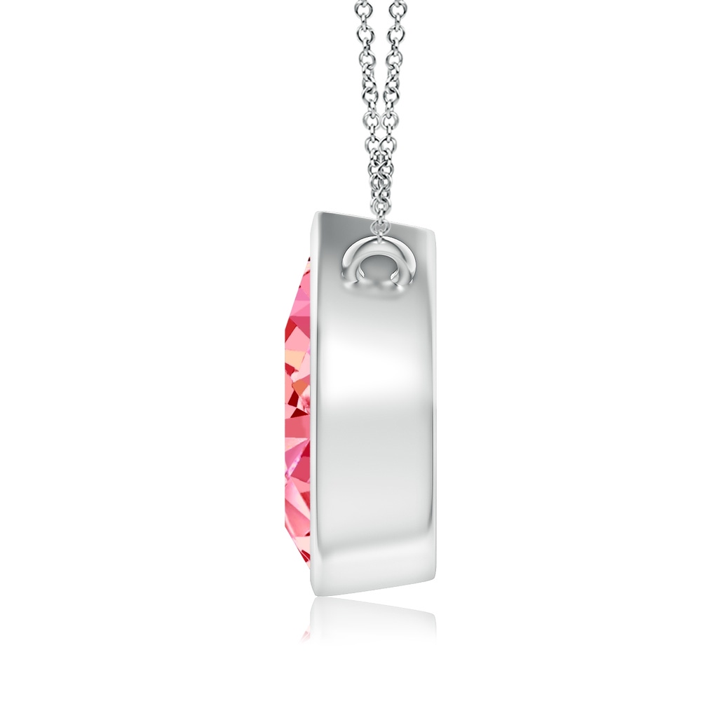 9x5.5mm Labgrown Bezel-Set Pear-Shaped Lab-Grown Fancy Intense Pink Diamond Solitaire Pendant in White Gold - side 199