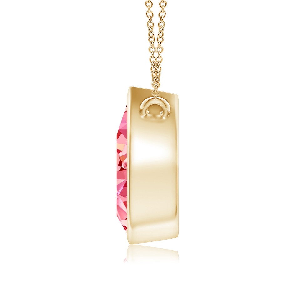 9x5.5mm Labgrown Bezel-Set Pear-Shaped Lab-Grown Fancy Intense Pink Diamond Solitaire Pendant in Yellow Gold side 199