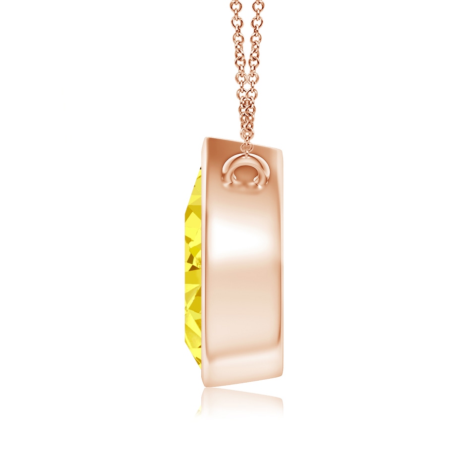 9x5.5mm Labgrown Bezel-Set Pear-Shaped Lab-Grown Fancy Intense Yellow Diamond Solitaire Pendant in 18K Rose Gold side 199