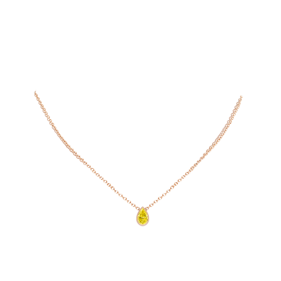 9x5.5mm Labgrown Bezel-Set Pear-Shaped Lab-Grown Fancy Intense Yellow Diamond Solitaire Pendant in 18K Rose Gold pen