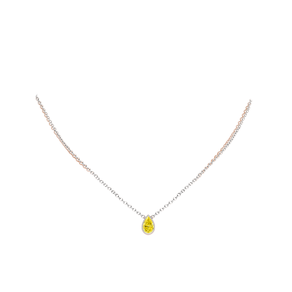 9x5.5mm Labgrown Bezel-Set Pear-Shaped Lab-Grown Fancy Intense Yellow Diamond Solitaire Pendant in White Gold pen