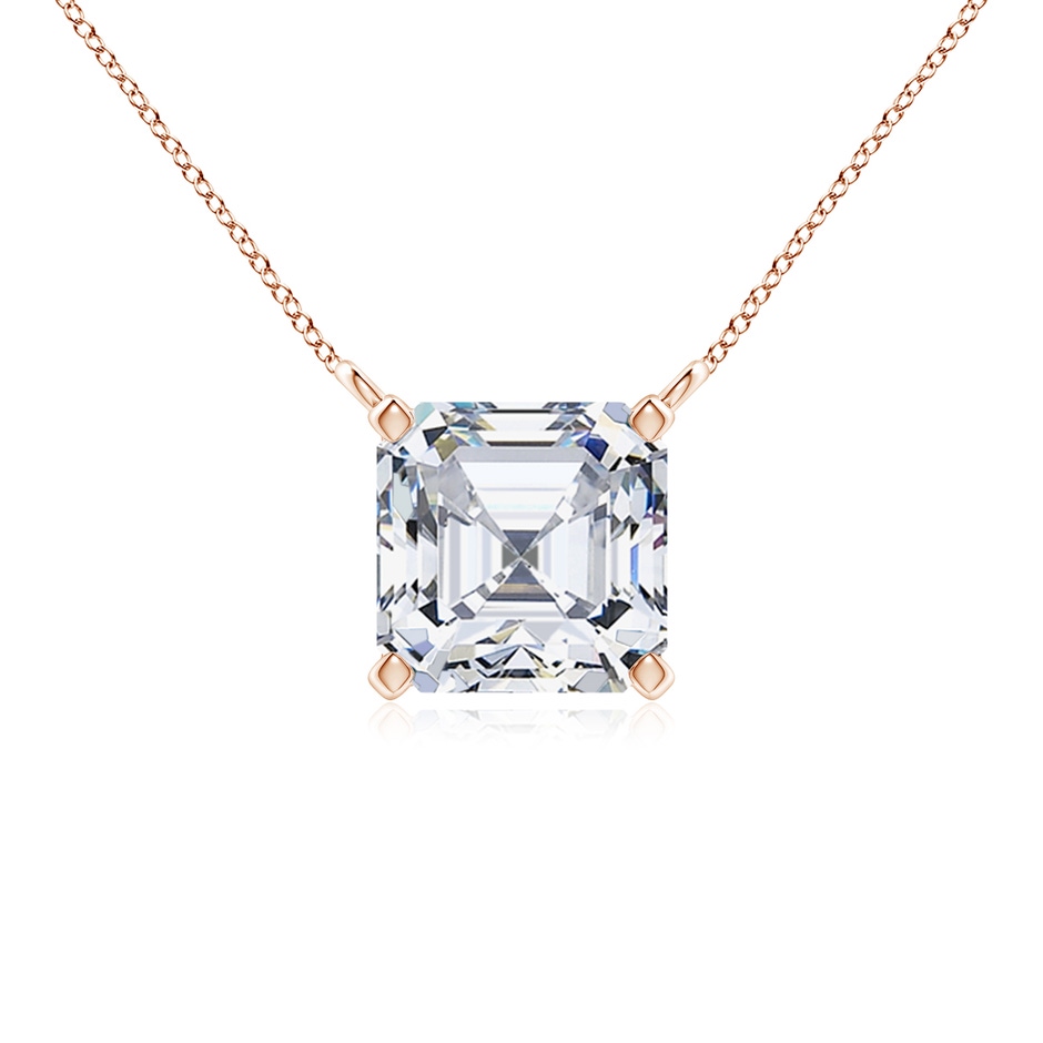 7mm FGVS Lab-Grown Asscher-Cut Diamond Solitaire Pendant in Rose Gold 