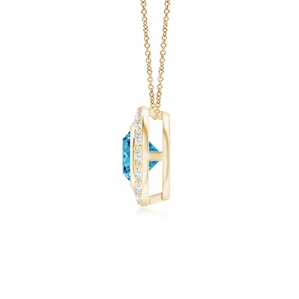 4.5mm Labgrown Bezel-Set Solitaire Round Lab-Grown Fancy Intense Blue Diamond Halo Pendant in Yellow Gold - side 199