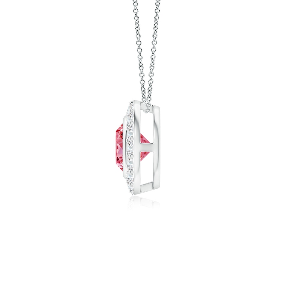 4.5mm Labgrown Bezel-Set Solitaire Round Lab-Grown Fancy Intense Pink Diamond Halo Pendant in P950 Platinum side 199