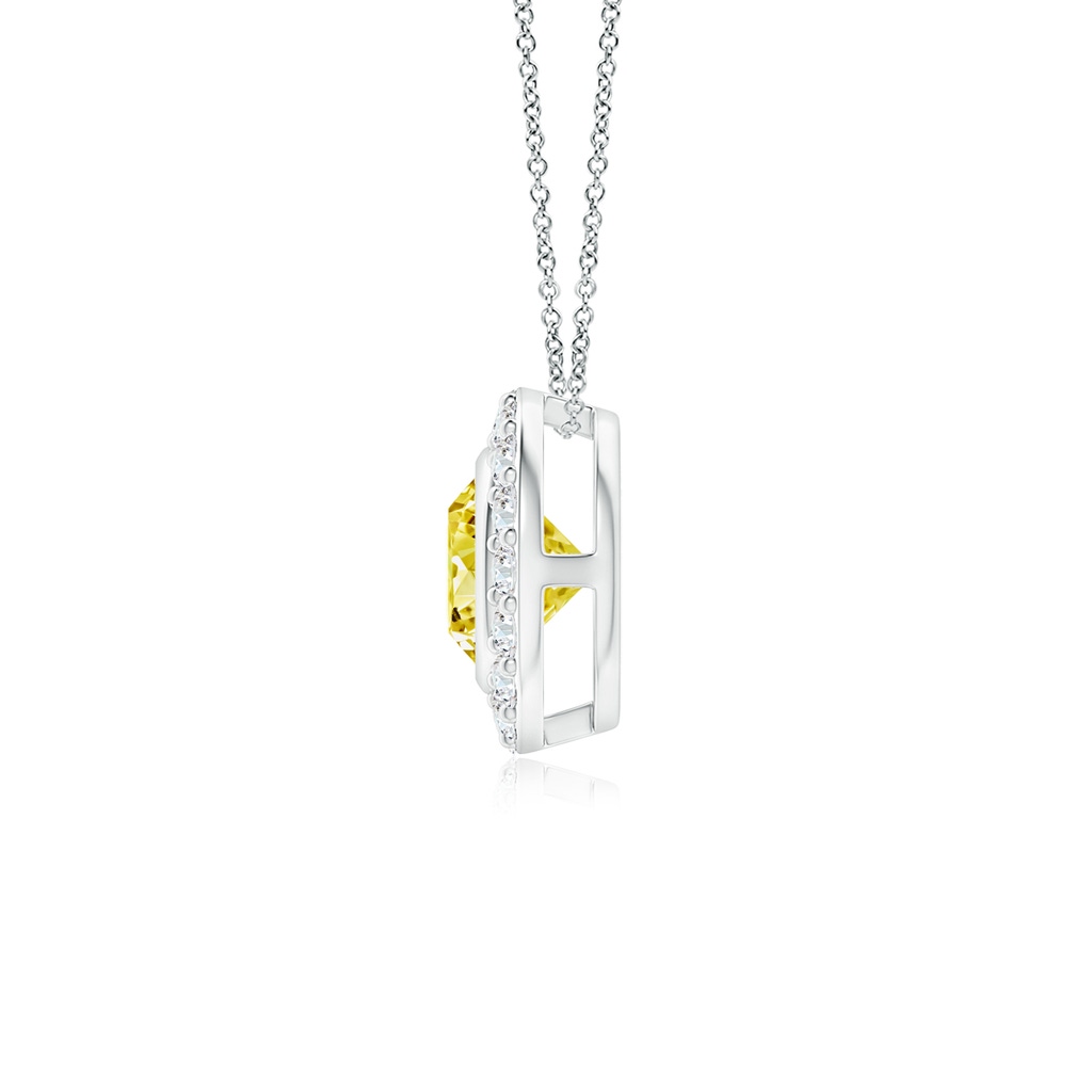 4.5mm Labgrown Bezel-Set Solitaire Round Lab-Grown Fancy Intense Yellow Diamond Halo Pendant in White Gold - side 199