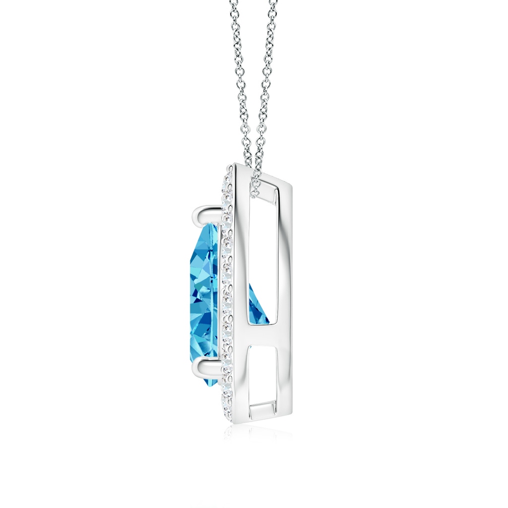 9x5.5mm Labgrown Pear Lab-Grown Fancy Intense Blue Diamond Solitaire Floating Halo Pendant in White Gold - side 199
