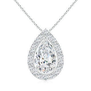 10x6.5mm FGVS Lab-Grown Pear Diamond Solitaire Floating Halo Pendant in White Gold