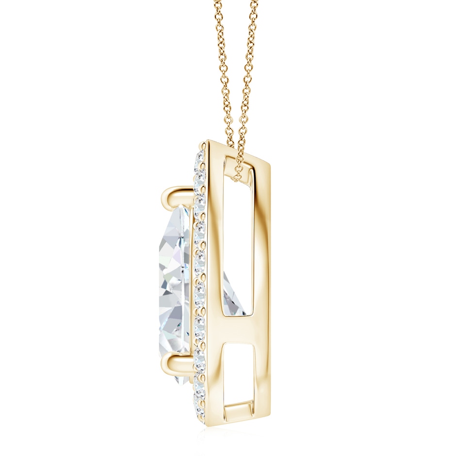 11x7mm FGVS Lab-Grown Pear Diamond Solitaire Floating Halo Pendant in 18K Yellow Gold side 199