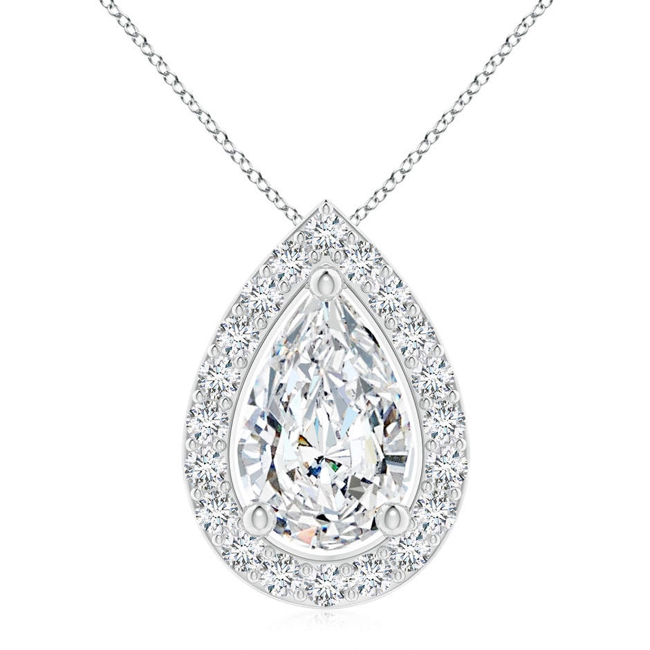 11x7mm FGVS Lab-Grown Pear Diamond Solitaire Floating Halo Pendant in White Gold 