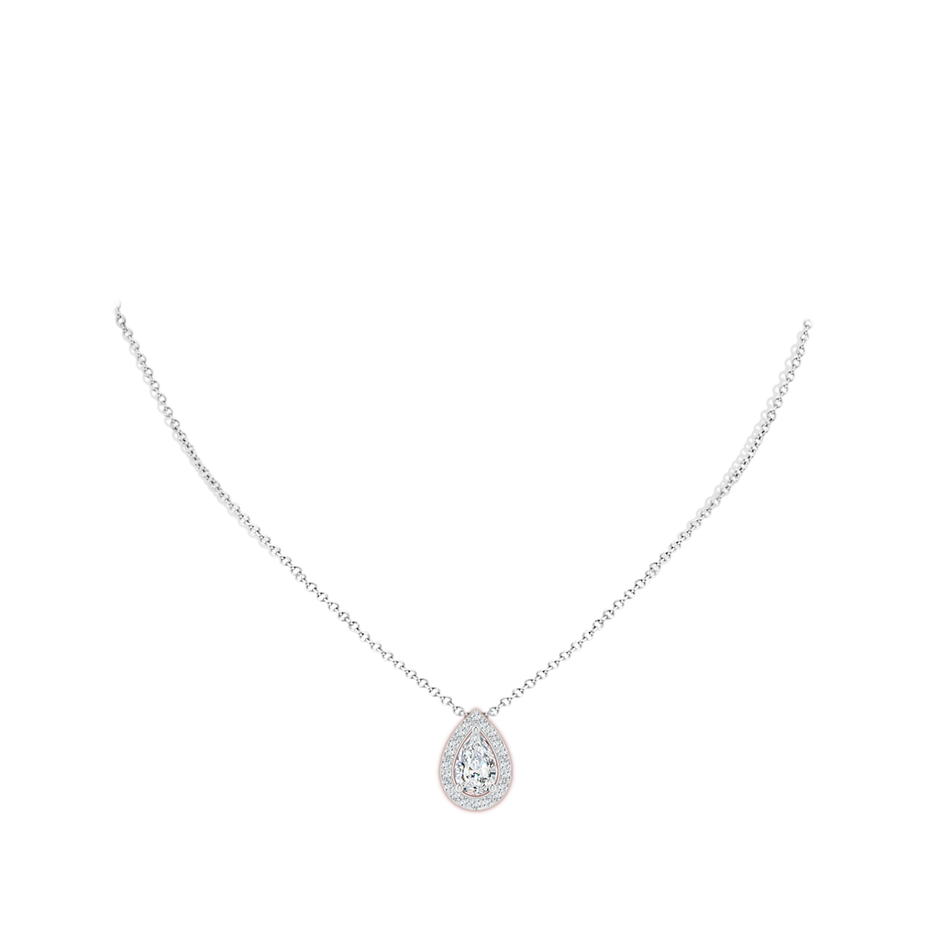 11x7mm FGVS Lab-Grown Pear Diamond Solitaire Floating Halo Pendant in White Gold pen