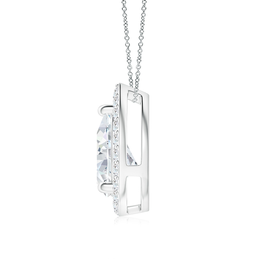 9x5.5mm FGVS Lab-Grown Pear Diamond Solitaire Floating Halo Pendant in White Gold - side 199