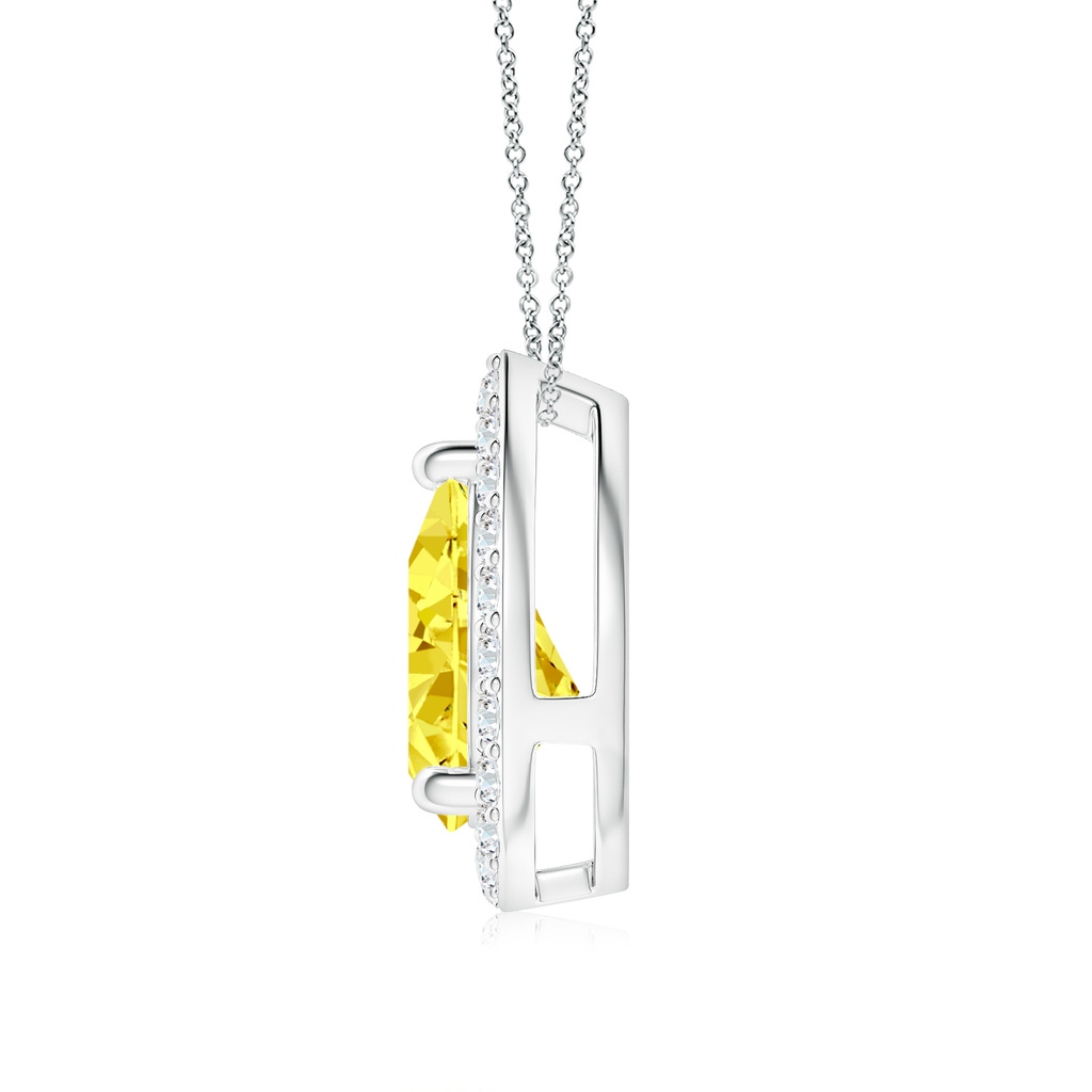 9x5.5mm Labgrown Pear Lab-Grown Fancy Intense Yellow Diamond Solitaire Floating Halo Pendant in White Gold - side 199