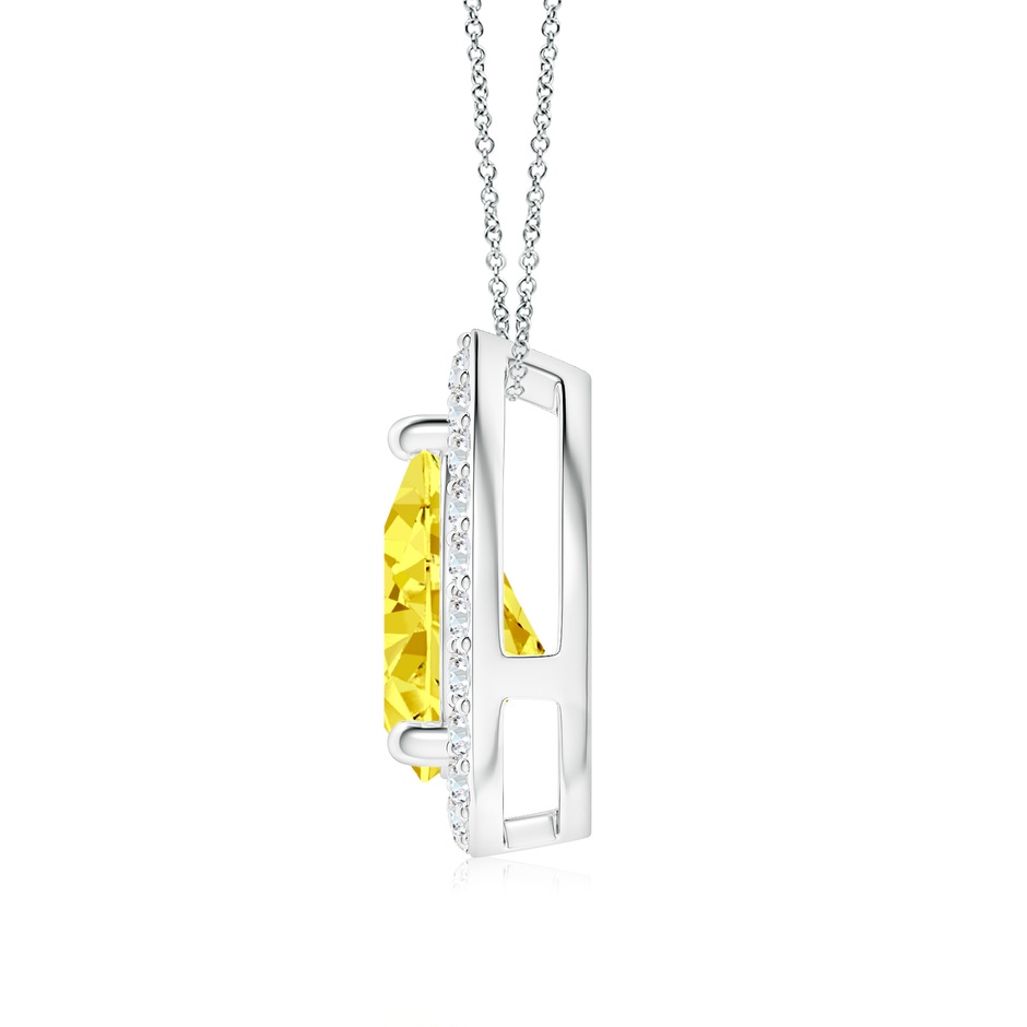 9x5.5mm Labgrown Pear Lab-Grown Fancy Intense Yellow Diamond Solitaire Floating Halo Pendant in White Gold side 199