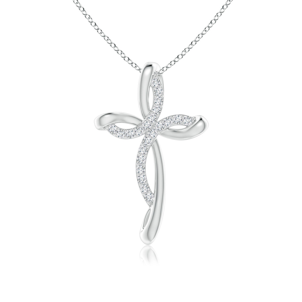 1.2mm FGVS Lab-Grown Diamond Ribbon Cross Pendant in P950 Platinum